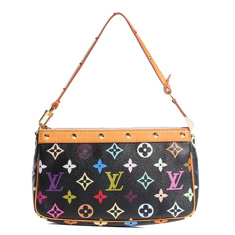 louis vuitton multicolor flat pochette|LOUIS VUITTON Monogram Multicolor Pochette Plate GM Black .